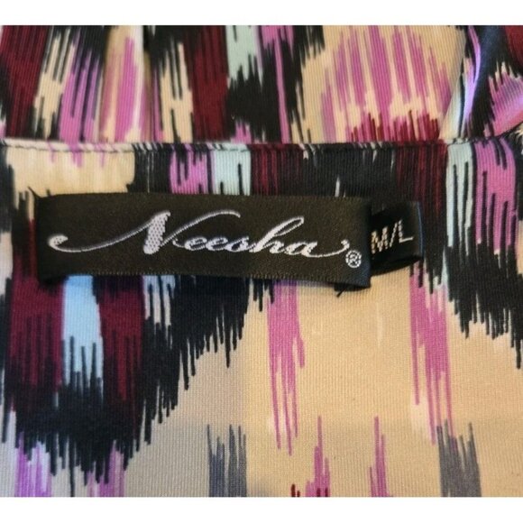 Neesha Dress Maxi Sleeveless Smocked Tie-dye Ikat Purple Pink Satiny Med Large - Picture 6 of 8